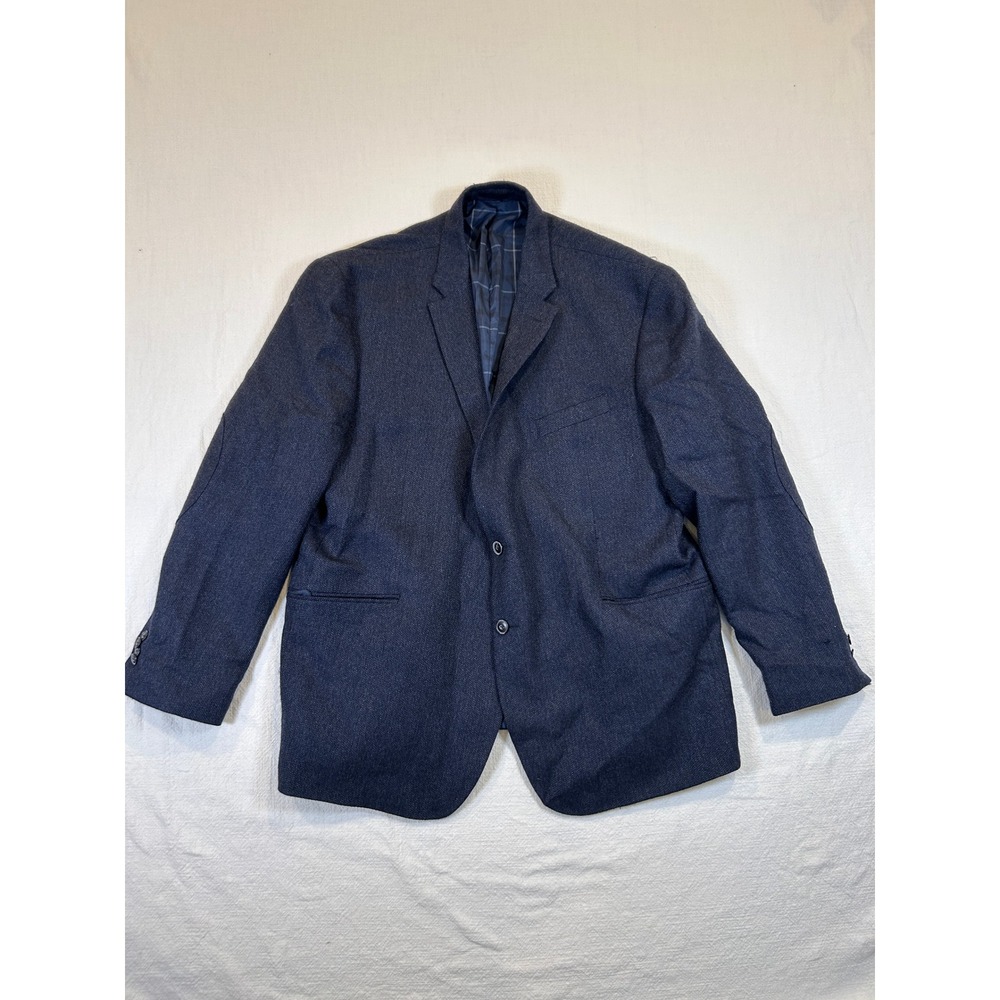 Jos. A. Bank 1905 Navy Blue Wool Blazer Tailored Fit 48R Elbow Patches